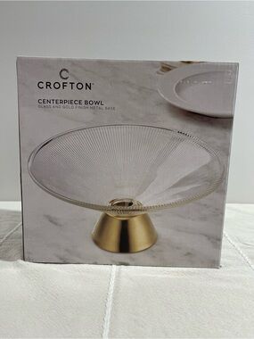 Crofton Clear Glass Decorative Bowl with Gold Base